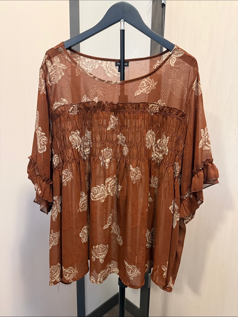 torrid Brown Floral Smocked Tunic Top